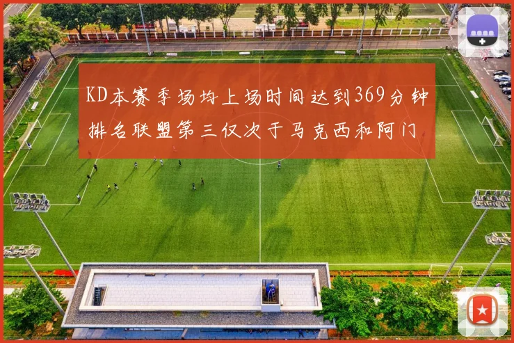 KD本赛季场均上场时间达到369分钟排名联盟第三仅次于马克西和阿门